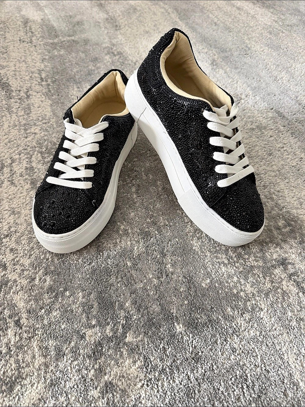 Rhinestone Betsy Johnson Women's Black Rhinestone Sneakers US 6.5M Like New